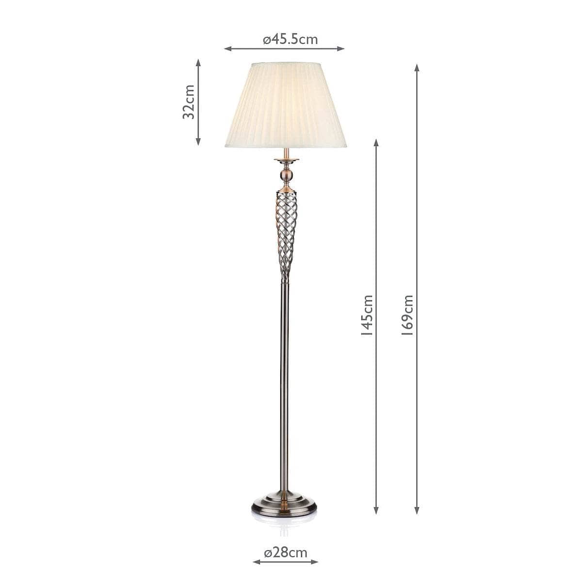 Lights - Zaragoza Floor Lamp Complete With Shade Satin Chrome - 50085211