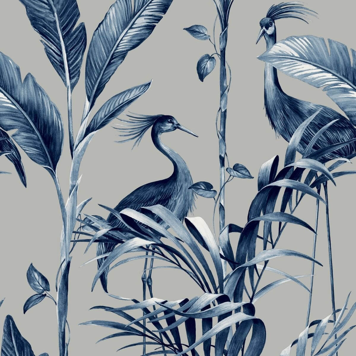 Wallpaper - Belgravia Azzurra Leaf Silver & Navy Wallpaper - 9506 - 60001997