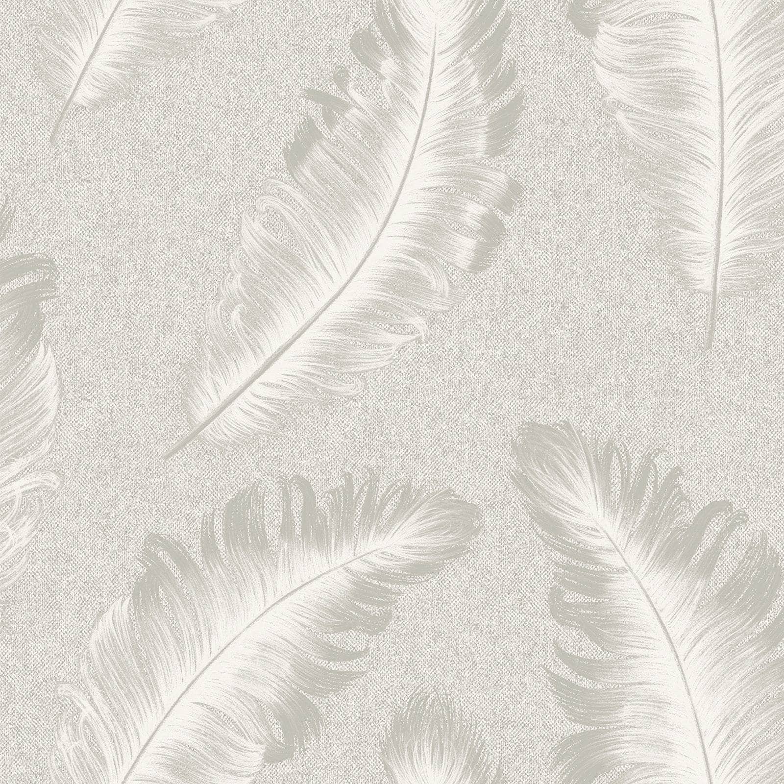 Wallpaper  -  Belgravia Ciara Soft Silver Feather Wallpaper - 60005534  -  60005534