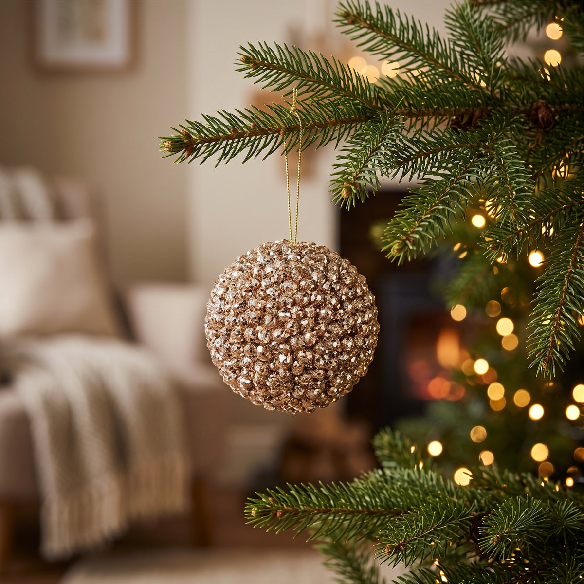 Foam Cluster Bauble - Champagne Glitter - 15cm