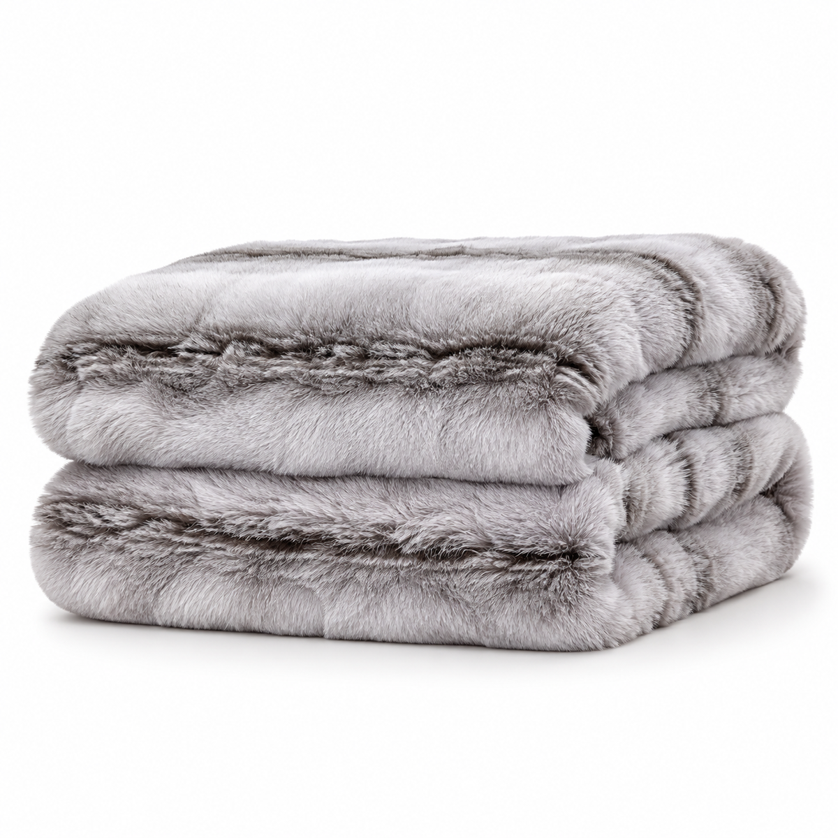 Grey Brushed Faux Rabbit Fur Throw Blanket - 150x200cm