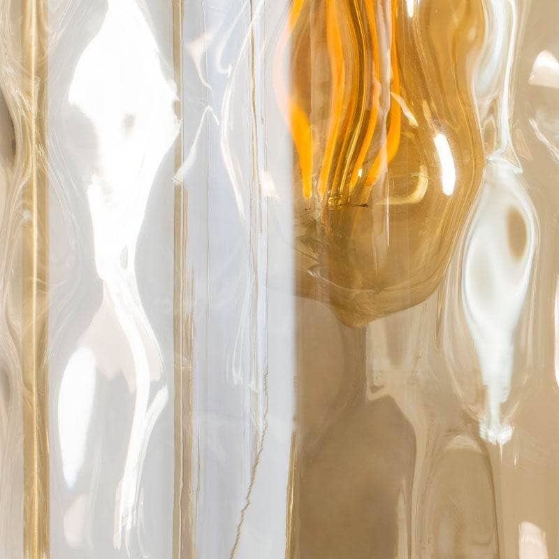 Lights - Genoa Satin Brass Amber Glass Floor Lamp - 60006148