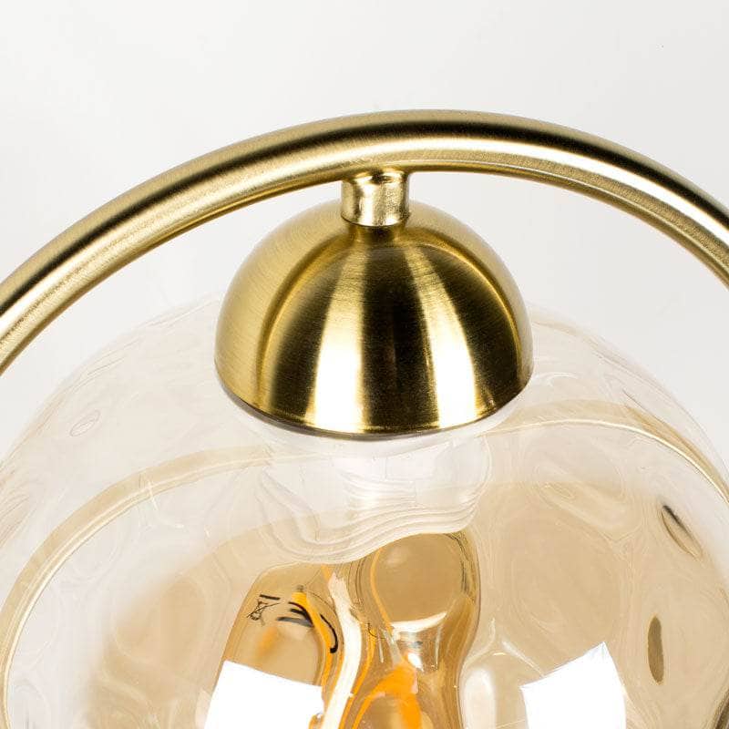 Lights - Genoa Satin Brass Amber Glass Table Lamp - 60006147