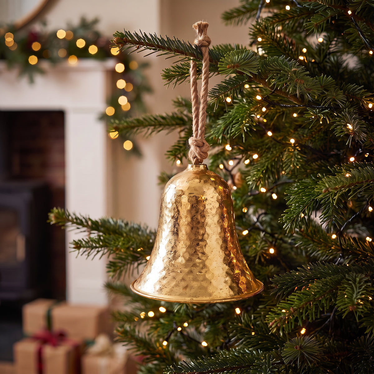 Hanging Embossed Gold Bell