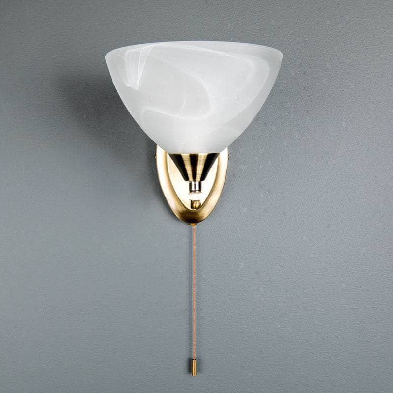Lights  -  Pesscara Antique Brass & Alabaster Glass Wall Light  -  60006165