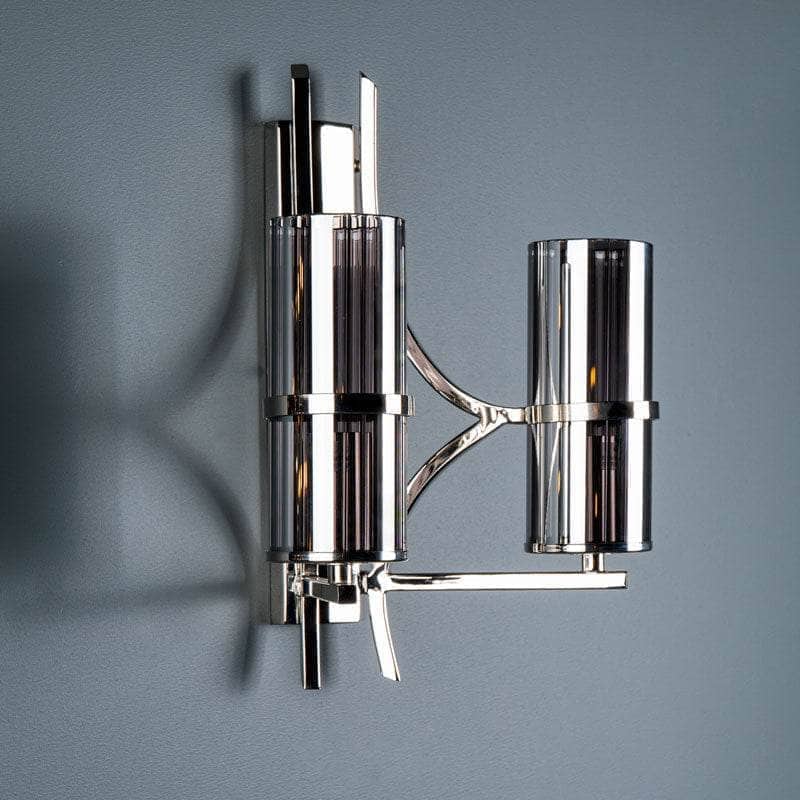 Lights - Rome Polished Nickel & Smoked Glass Double Wall Light - 60006130