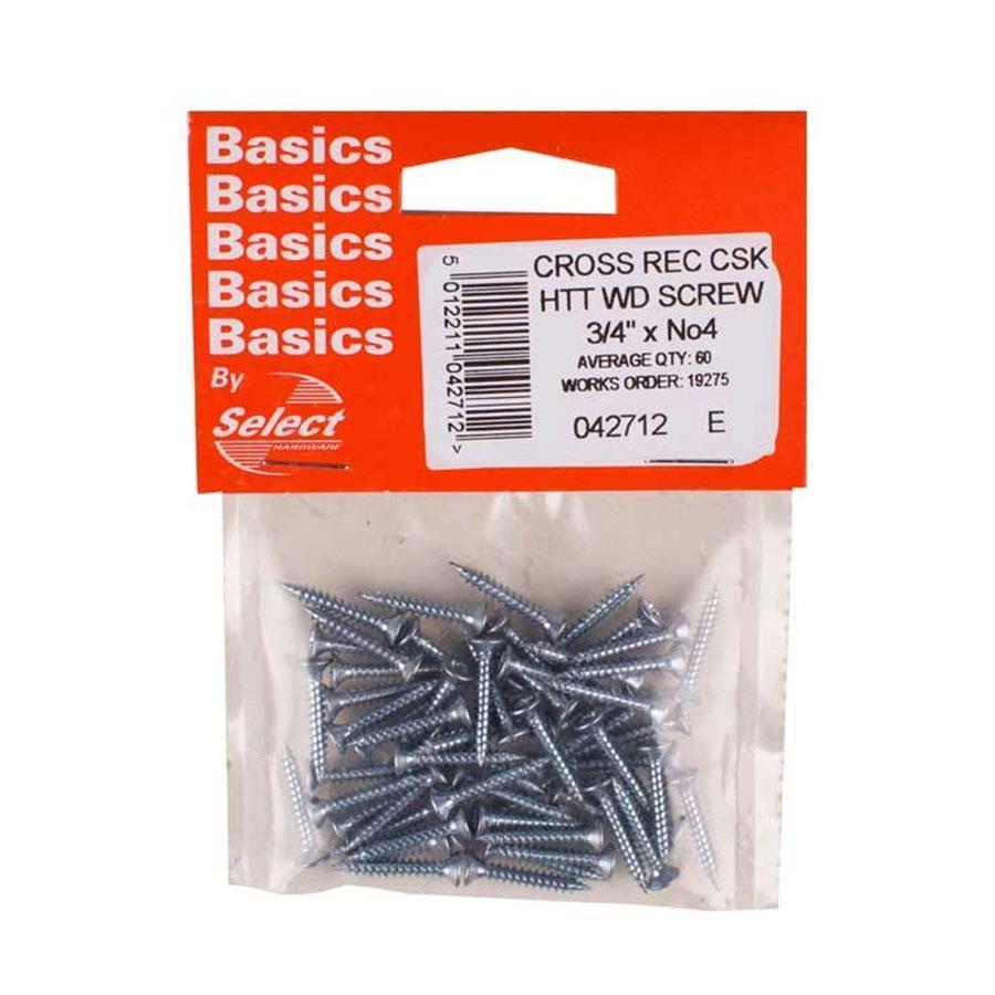 DIY - Select Cross Recessed Csk Twin Thread Bzp Wood Screws -