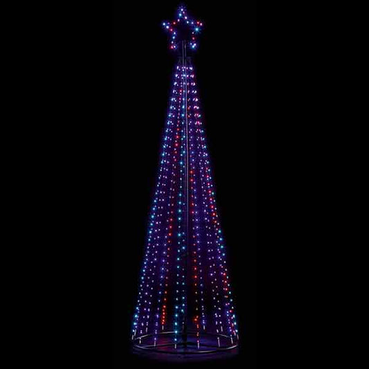 Christmas  -  332 Multicoloured Wire Pyramid Tree - 1.4m  -  60001013