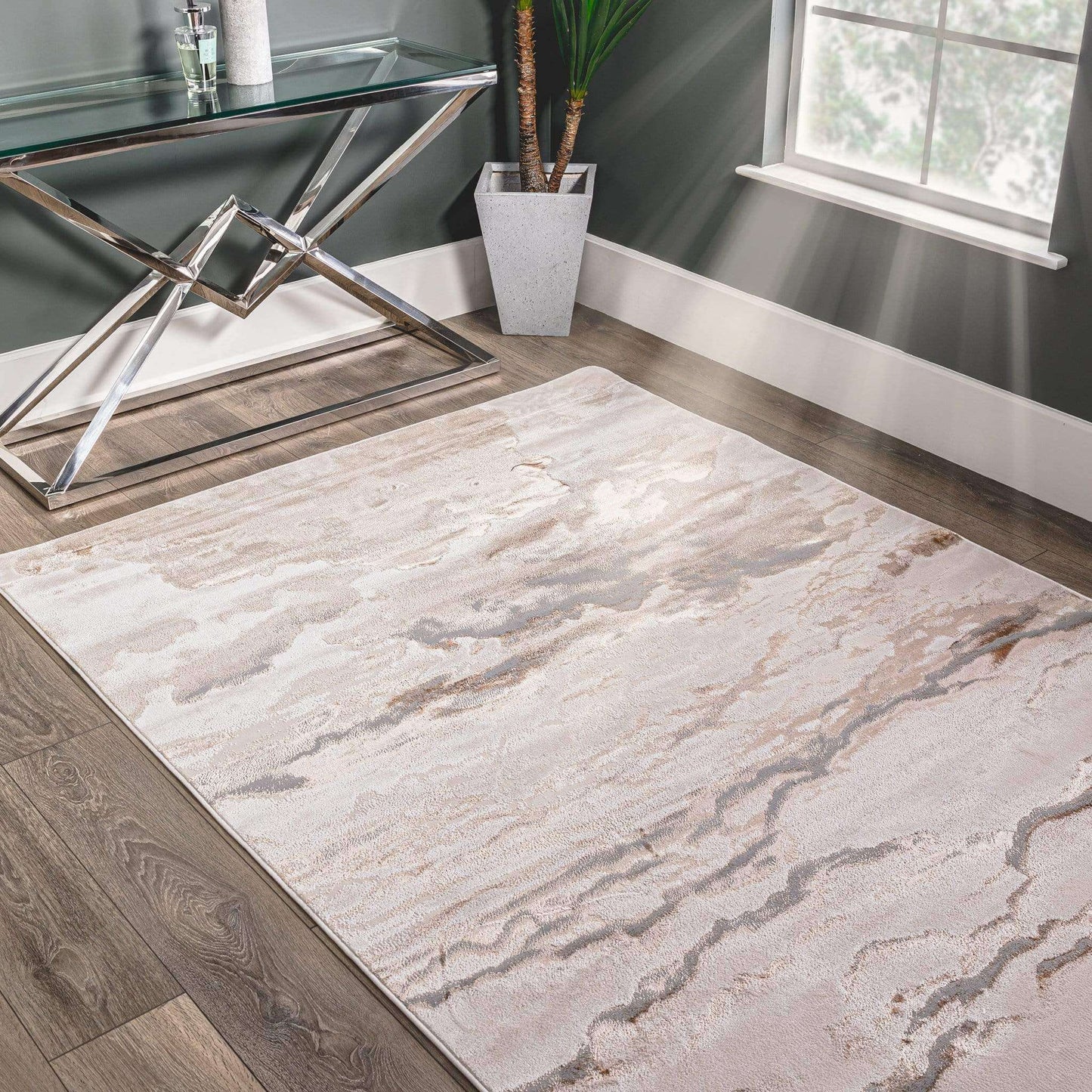 Rugs - Aurora Linea Neutral Marble Rug -
