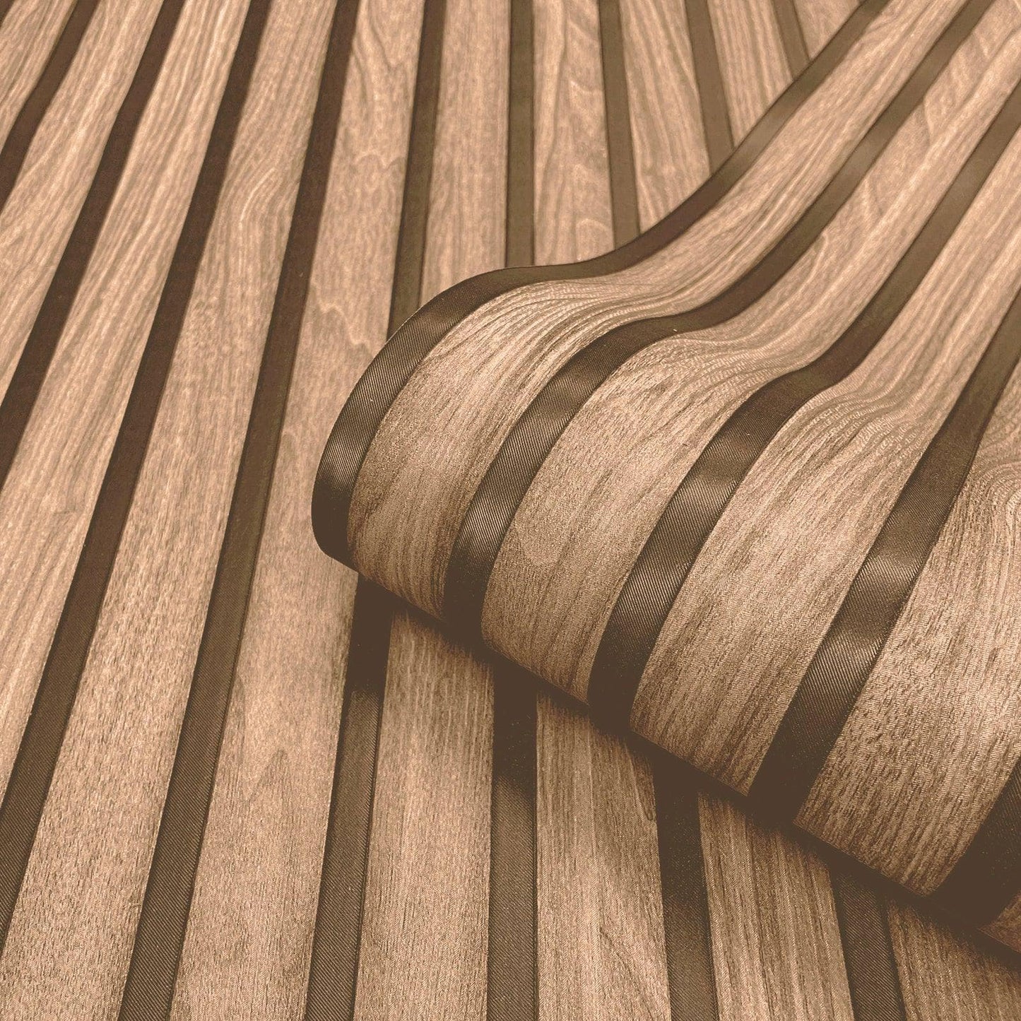 Wallpaper - Belgravia Woodslat Walnut Wallpaper - 2920 - 60003841