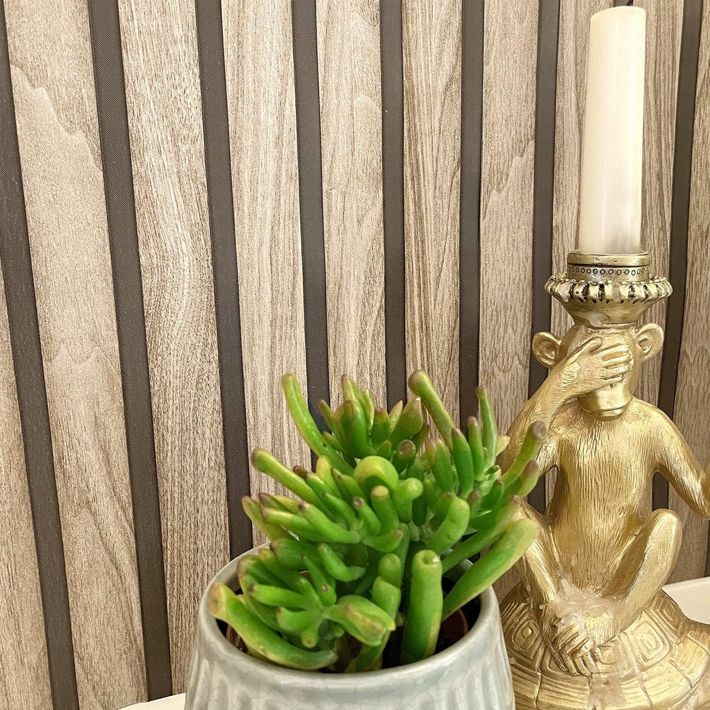 Wallpaper - Belgravia Woodslat Light Oak Wallpaper - 2921 - 60003839