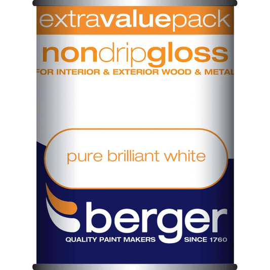 Paint  -  Berger Non-Drip Brilliant White Gloss Paint 1.25L  -  50060975