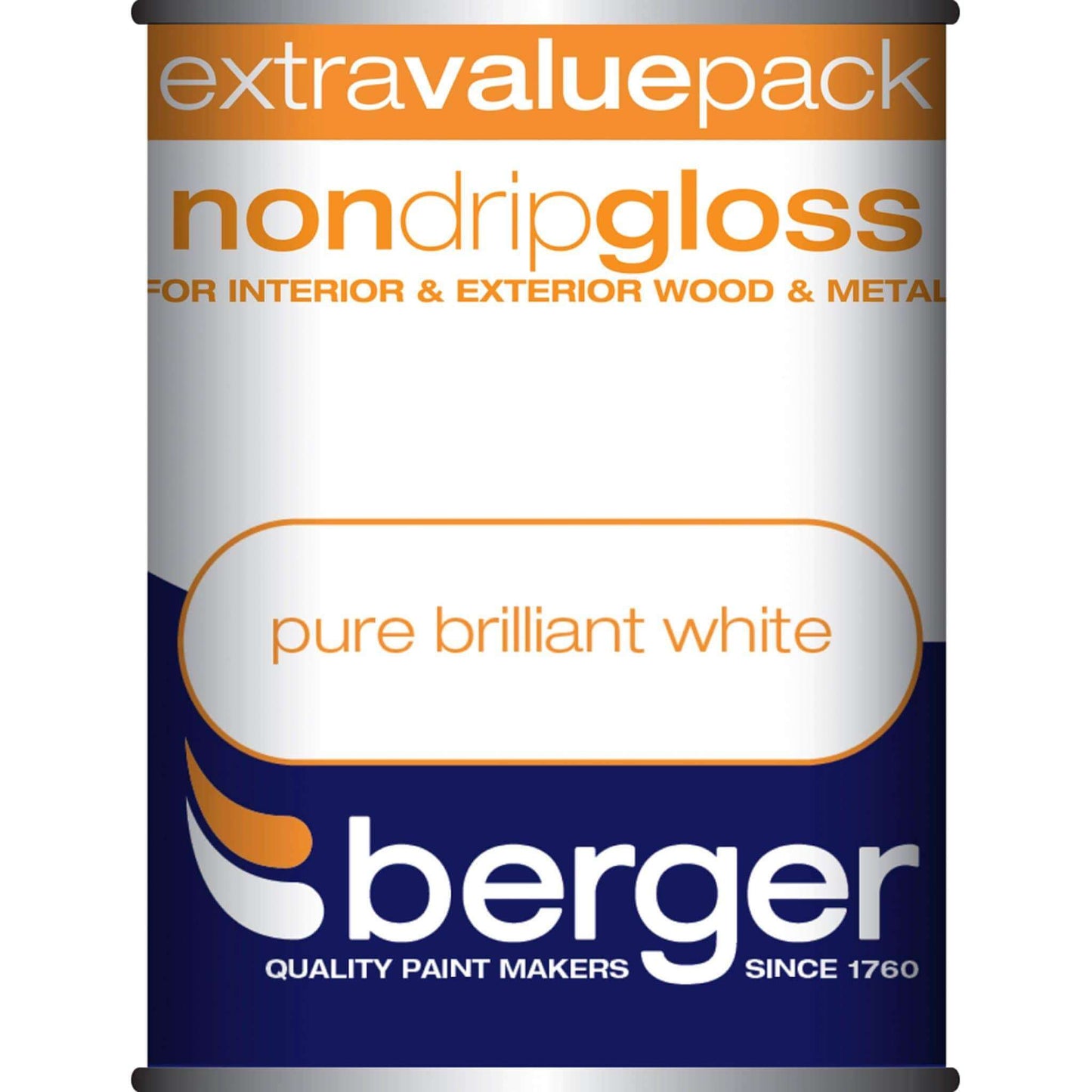Paint  -  Berger Non-Drip Brilliant White Gloss Paint 2.5L  -  50060973