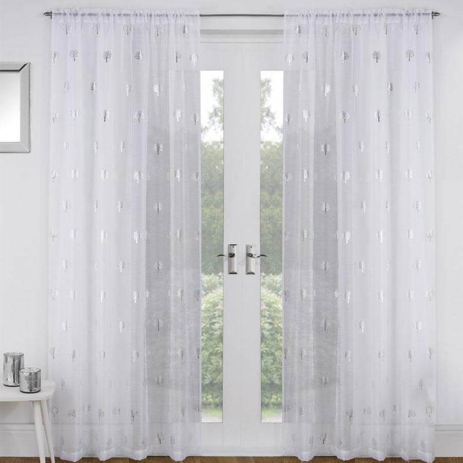 Homeware  -  Birch Tree White Voile Panel Curtain  -  50146091
