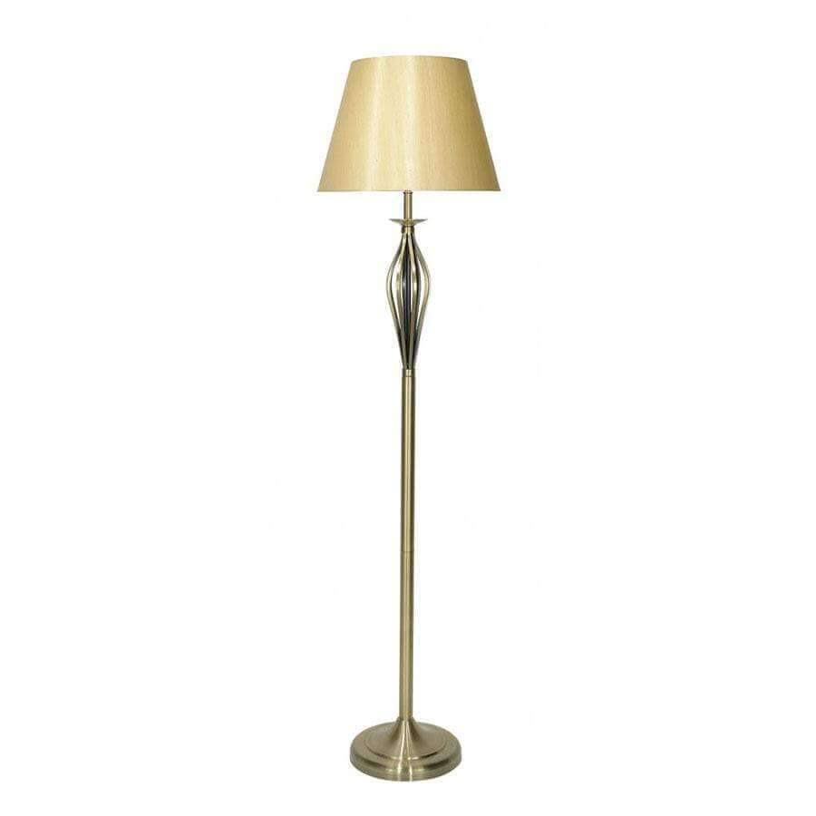 Lights - Bybliss Floor Lamp Antique Brass Complete With Gold Shade - 50074726