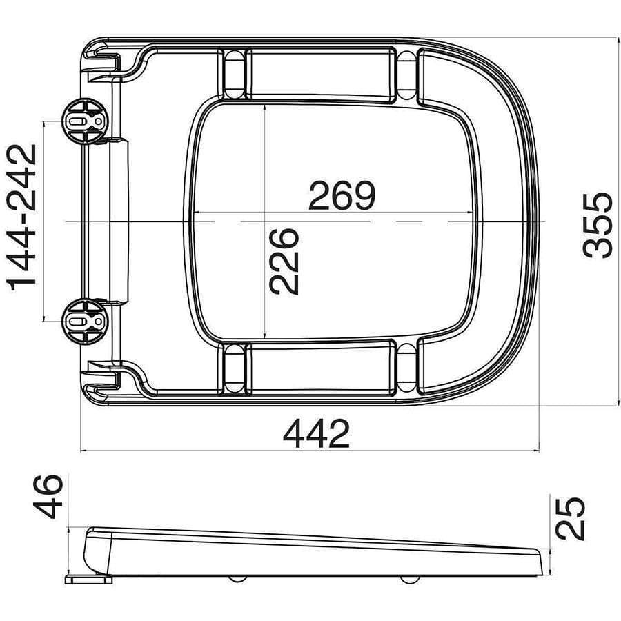 Homeware - Euroshowers Square White Soft Close Toilet Seat - 50143015