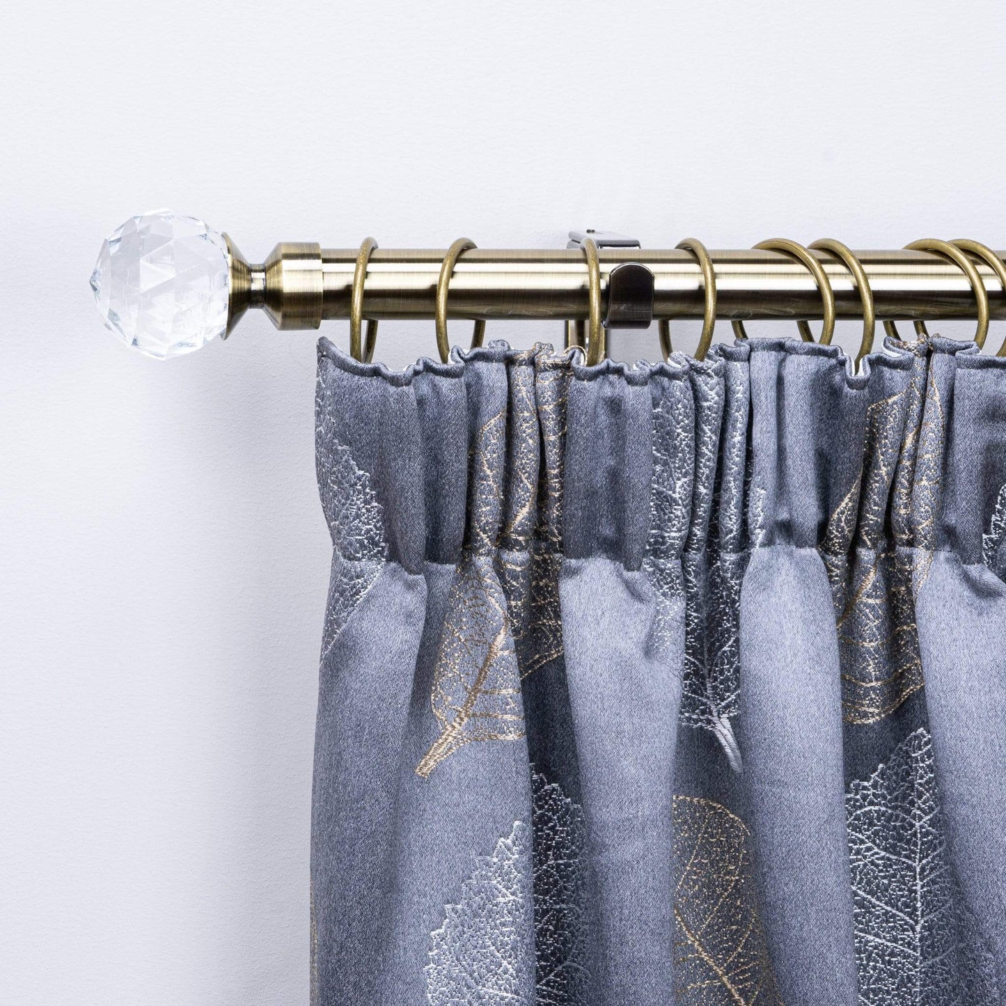 Homeware - Extendable Antique Brass Pole With Crystal Finial -