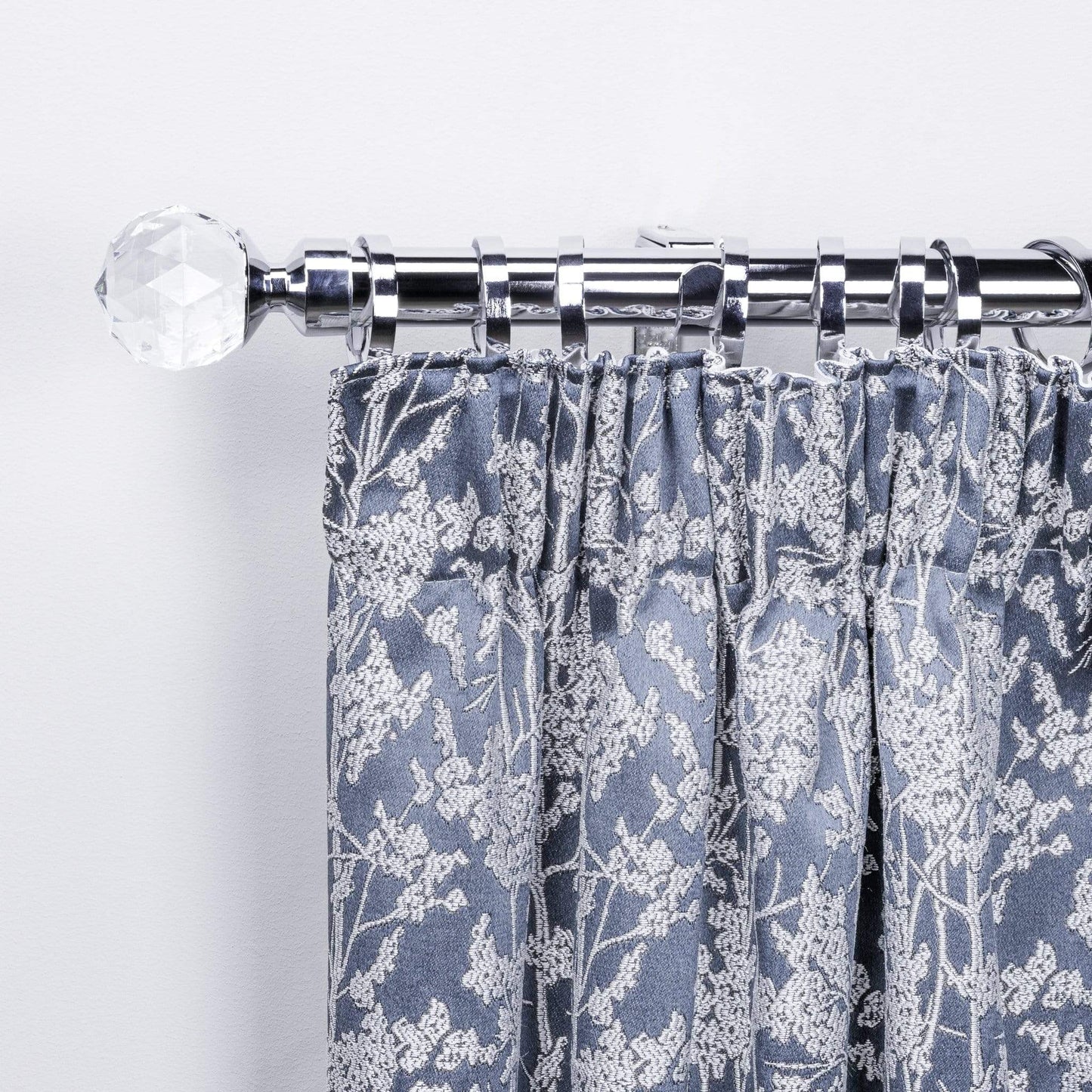 Homeware - Extendable Chrome Curtain Pole With Crystal Finial -