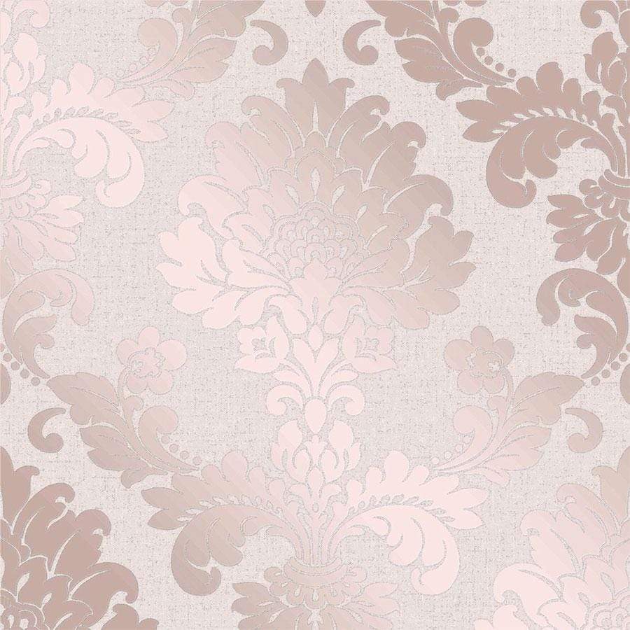 Wallpaper - Fine Decor Quartz Damask Rose Gold Vinyl Wallpaper - FD42204 - 50138748
