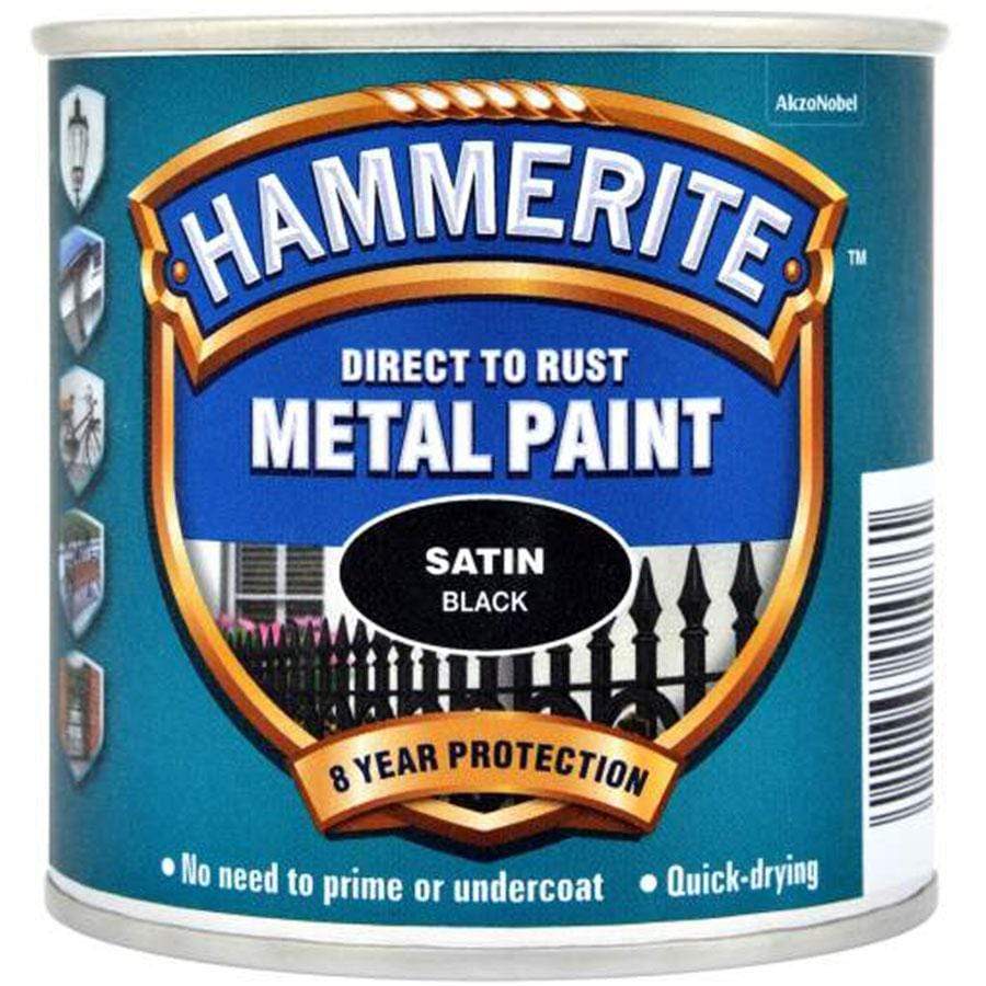 Paint - Hammerite Direct To Rust Satin Black 250Ml Metal Paint - 00475679