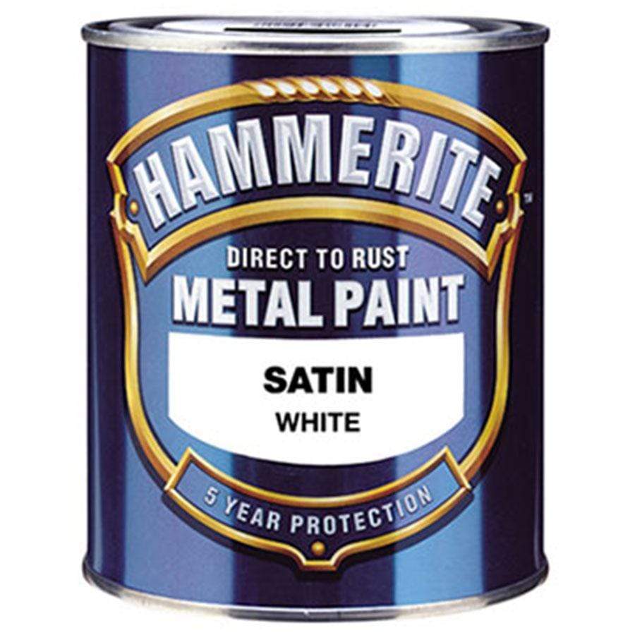 Paint - Hammerite Direct To Rust Satin White 250Ml Metal Paint - 01154429