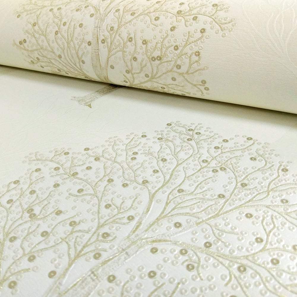 Wallpaper - Holden Ornella Cream Tree Glitter Wallpaper - 35250 - 50127264