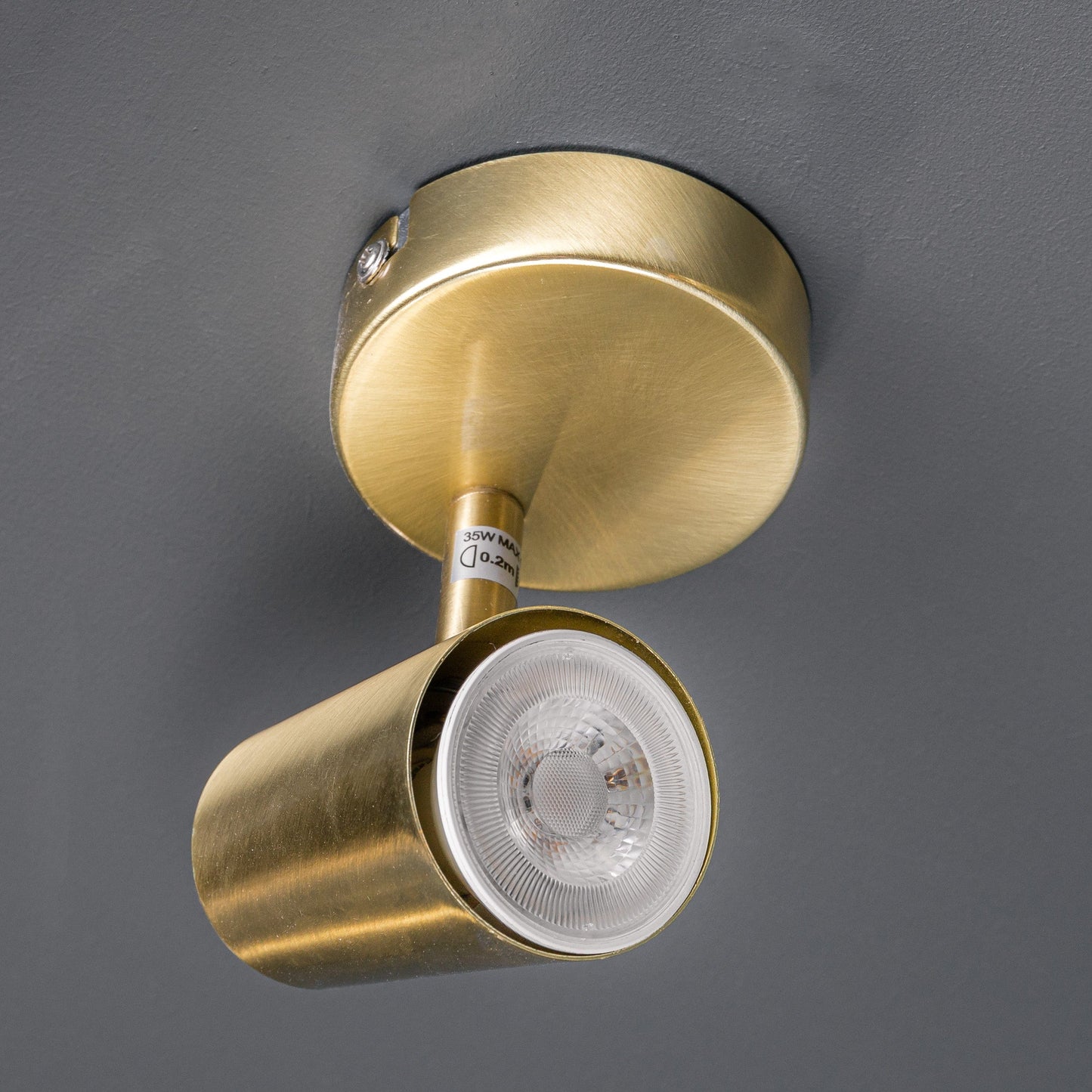 Lights - Inlight Harvey 1 Light Single Spotlight Satin Brass Ceiling Light - 50155593