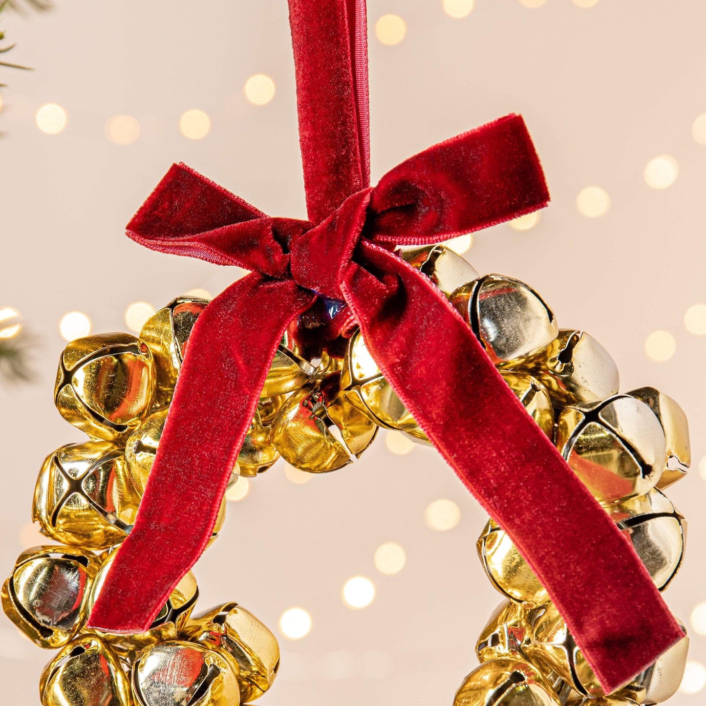 Christmas - Gold Bells Mini Hanging Wreath Christmas Tree Decoration - 35cm - 60000556