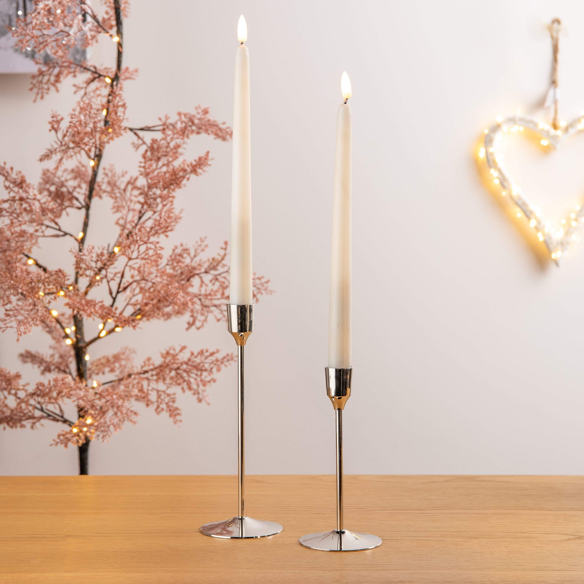 Christmas  -  Medium Brass Silver Candlestick - 20cm  -  60000545