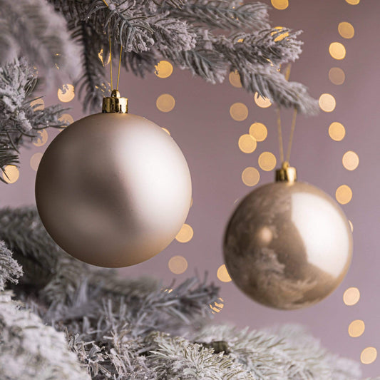 Christmas - Pearly Gold Shatterproof Shiny & Matt Baubles - 4 pack - 50121559