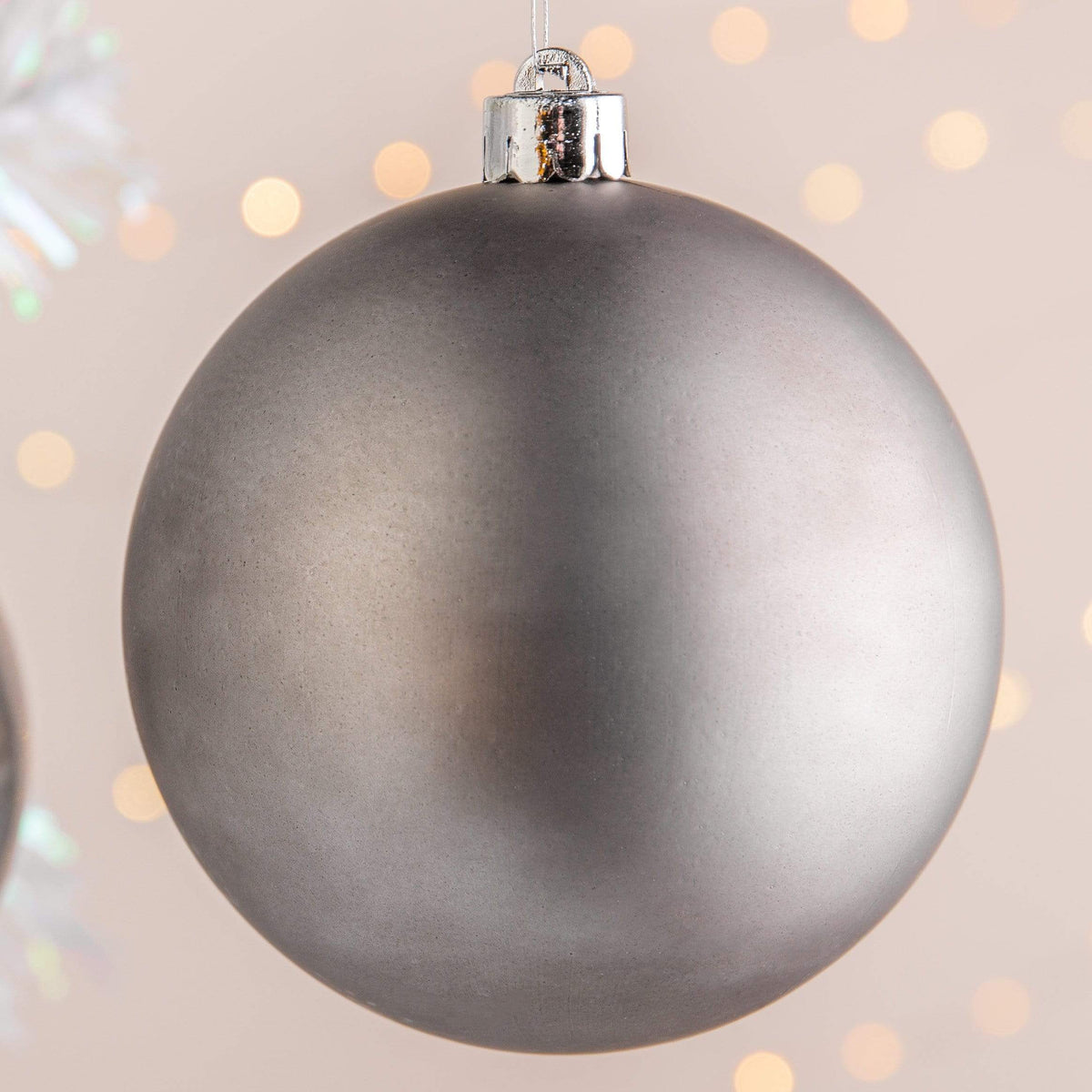 Christmas - Warm Grey Shatterproof Shiny & Matt Baubles - 4 pack - 60000531