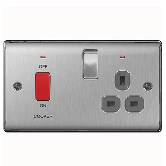 DIY  -  Nexus Nbs70G-01 Brushed Steel Cooker Switch & Socket  -  50110587