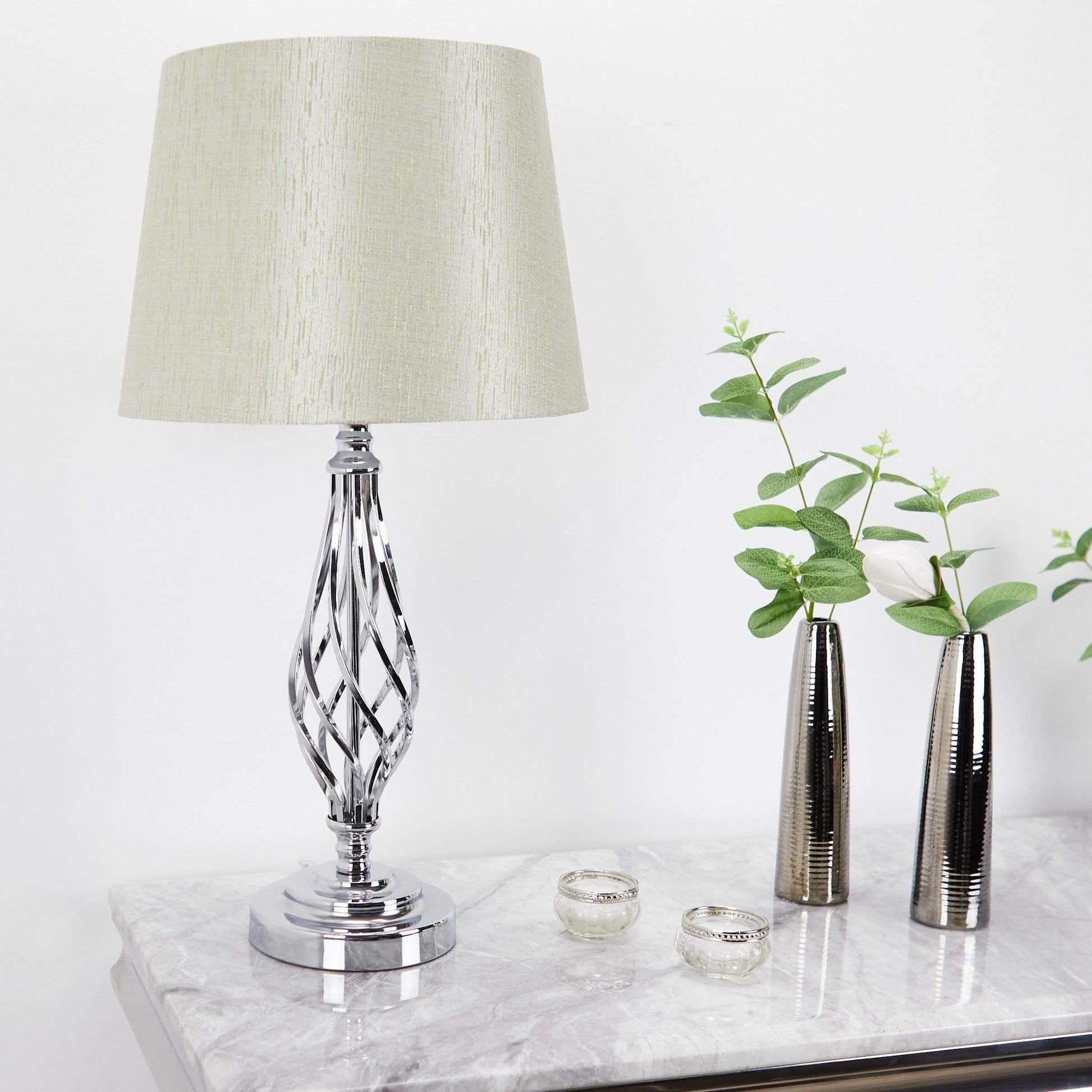 Lights  -  Pacific Jenna Silver Metal Table Lamp  -  50121465