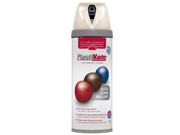 Paint - Plastikote Twist And Spray Gloss Antique White Paint - 50090922