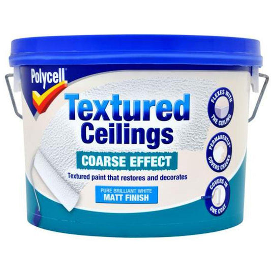 Paint  -  Polycell Textured Ceilings Coarse Finish White Matt Paint  - 