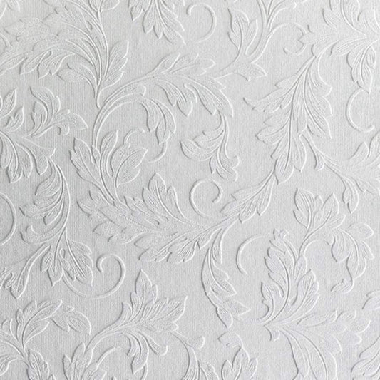 Wallpaper  -  Superfresco Leaves White Paintable Wallpaper - 15069  -  50045564