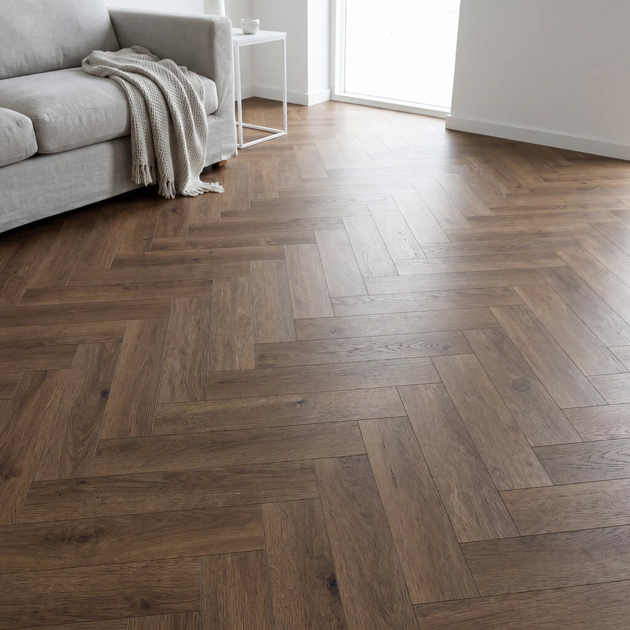 Flooring & Carpet  -  Krono Montanara Oak Herringbone - 6mm - Tobacco  -  60487595