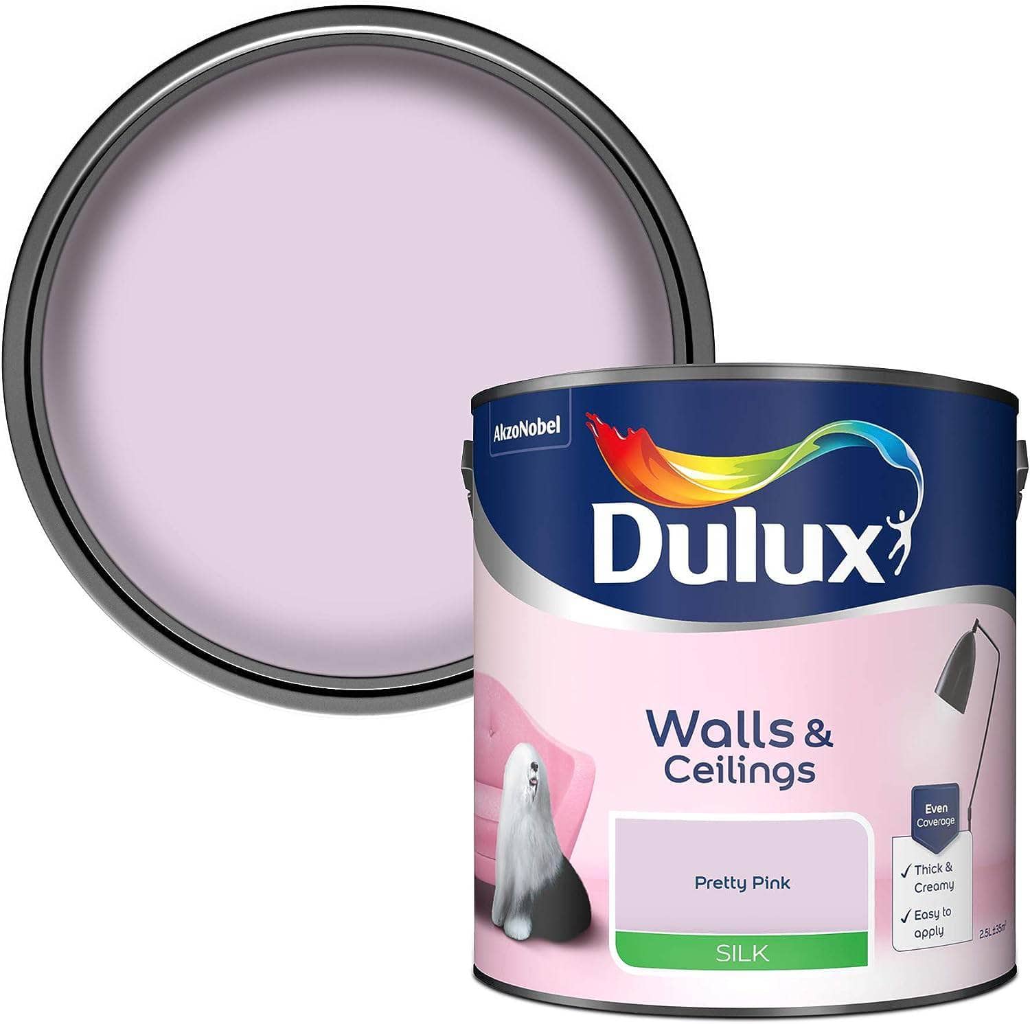 Paint  -  Dulux Silk Emulsion 2.5L - Pretty Pink  -  01353761
