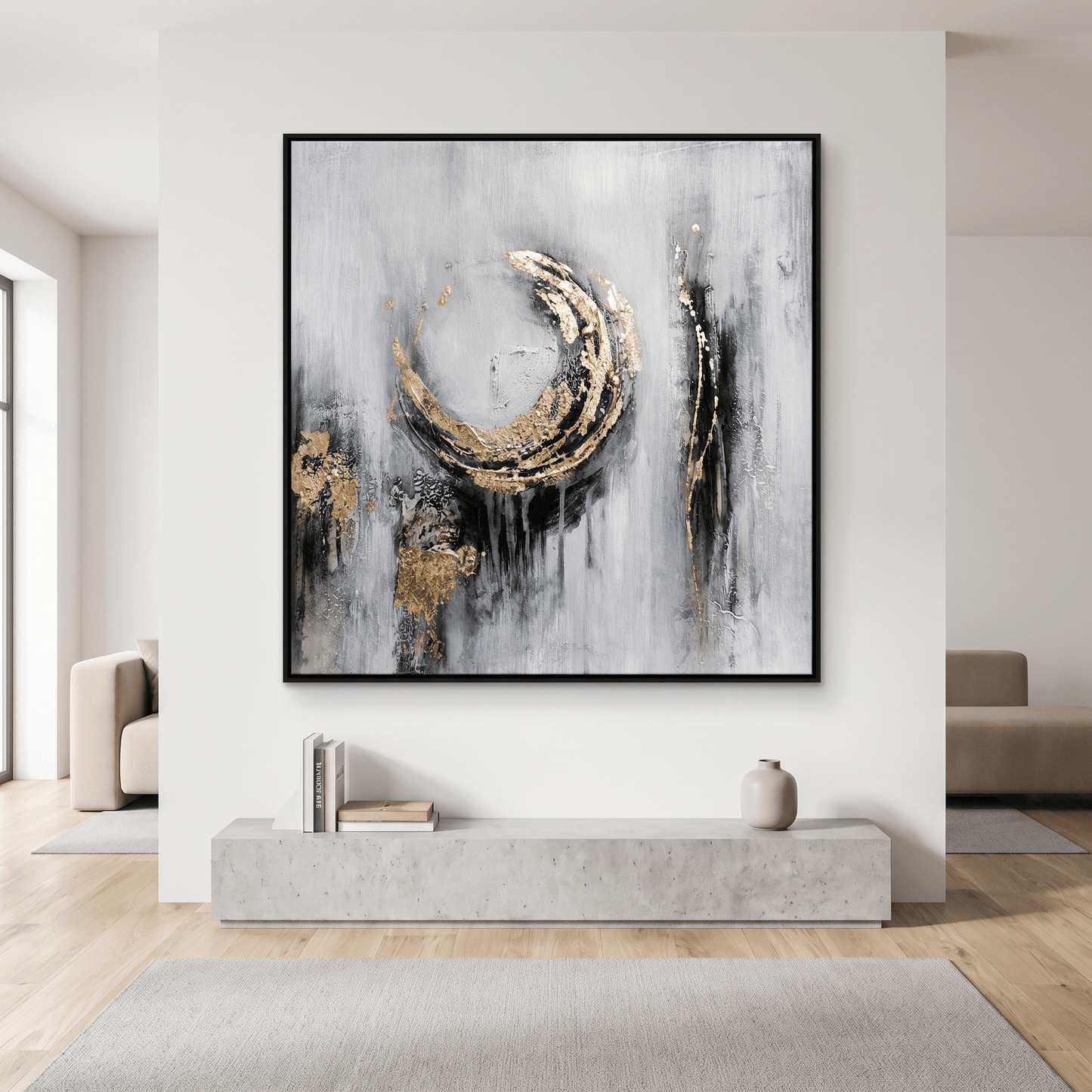 Pictures  -  10156 Canvas Painting Black Frame - 100 x 100cm  -  60485764
