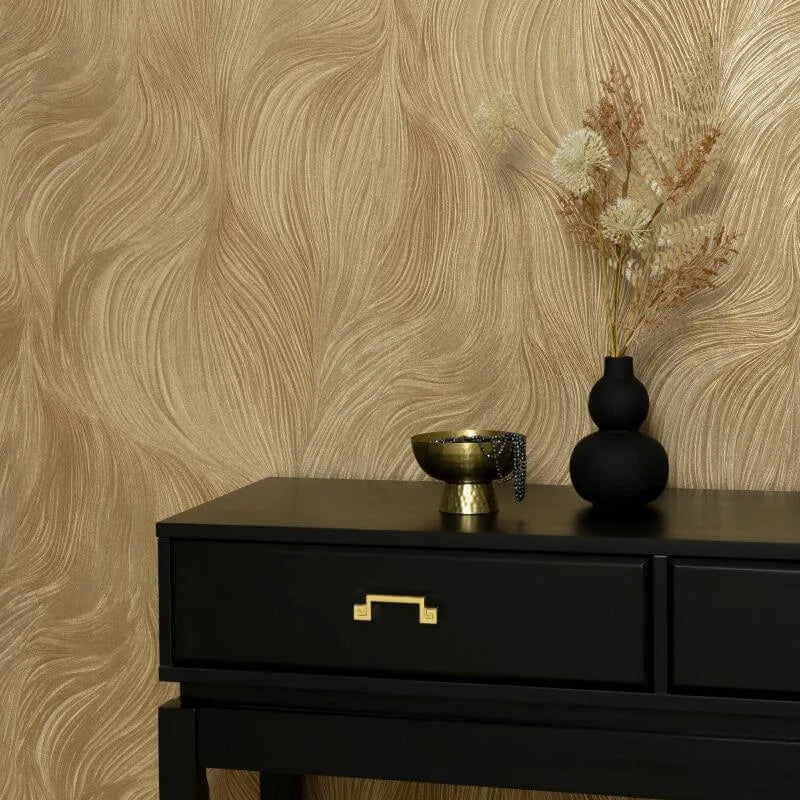 Wallpaper  -  Erismann Waves of Light Geometric Metallic Gold Wallpaper - 10522-30  -  60484801