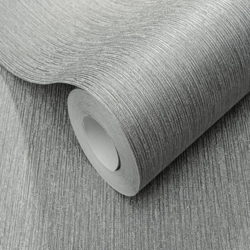 Wallpaper  -  Erismann Soft Loom Plain Texture Silver Metallic Wallpaper - 10542-29  -  60484849
