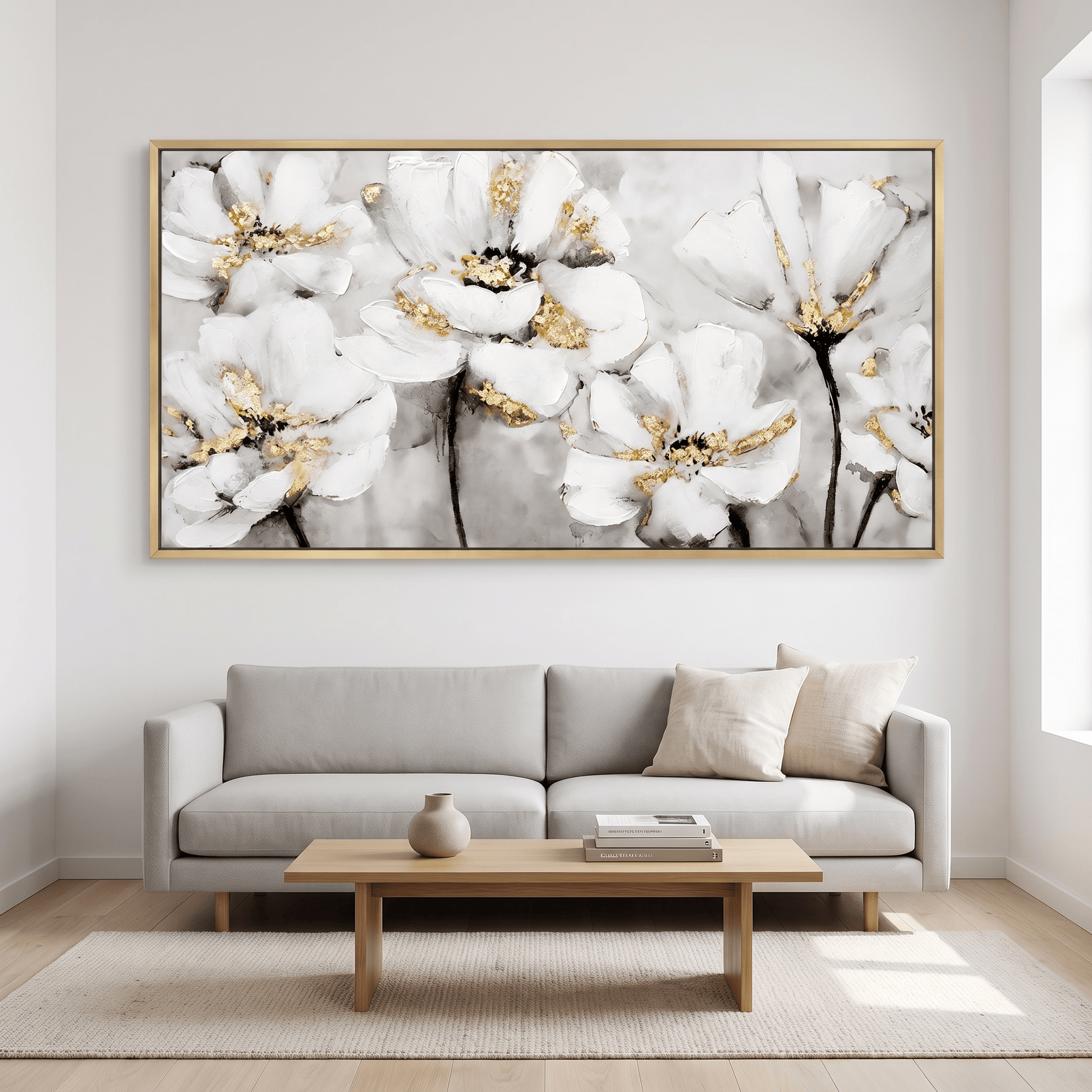 Pictures  -  10853 Canvas Painting Gold Frame - 140 x 70cm  -  60485769