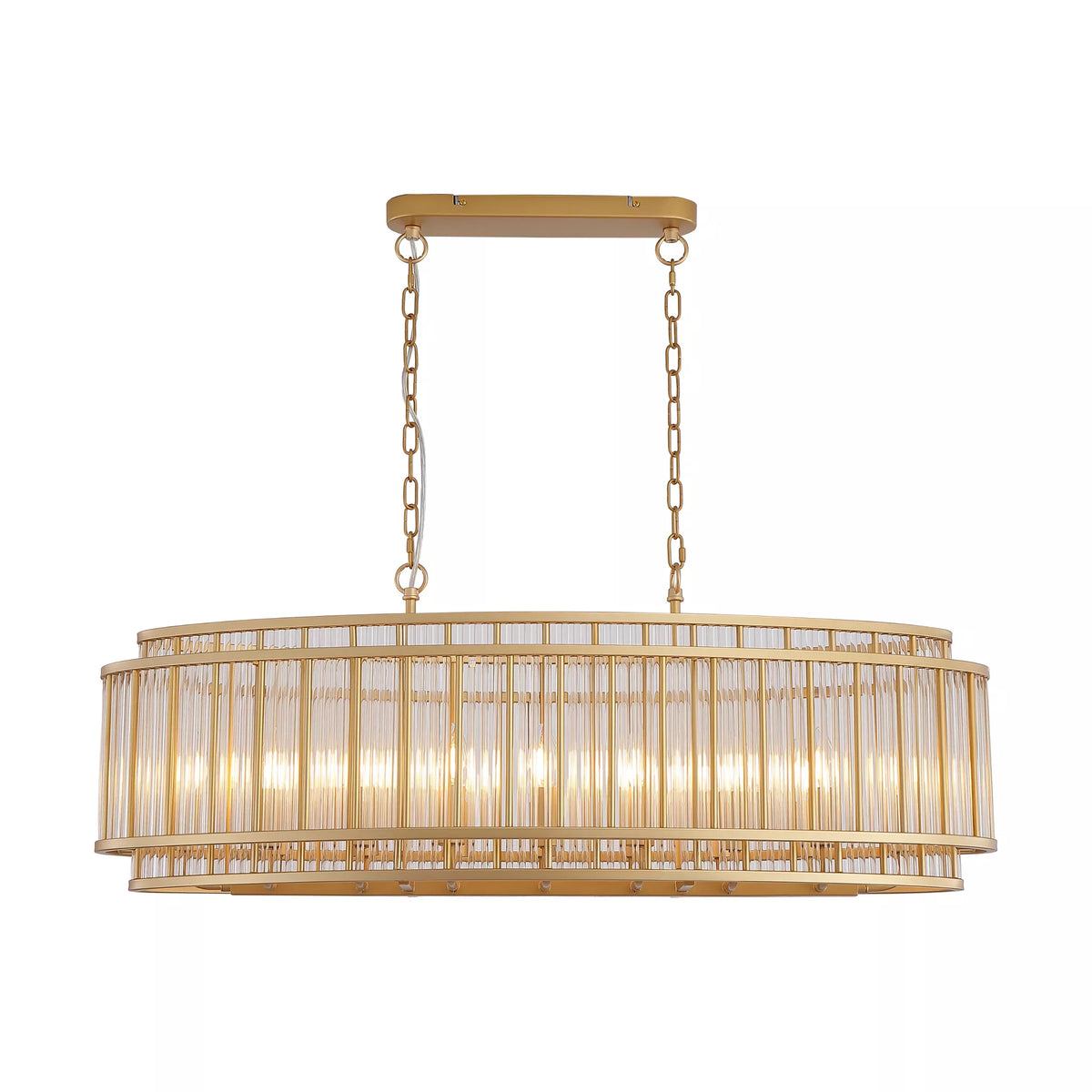 16 Light Oval Pendant Ceiling Light - Gold