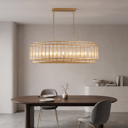 16 Light Oval Pendant Ceiling Light - Gold