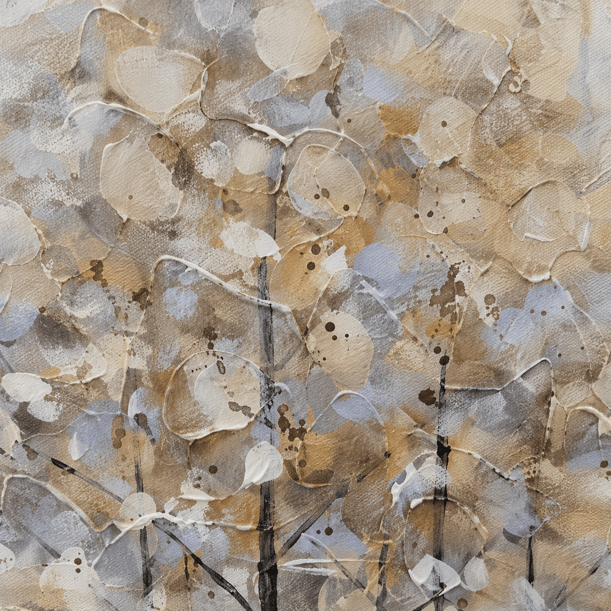 Pictures  -  Woodland Painting on Canvas with Light Wood Frame - 100 x 100cm  -  60484954