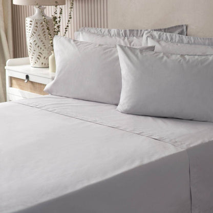 Homeware  -  200 Count Polycotton 30cm Fitted Sheet - Cloud  - 