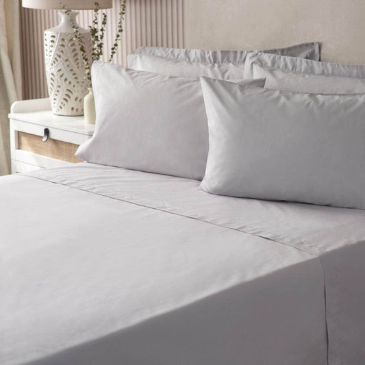 Homeware  -  200 Count Polycotton 30cm Fitted Sheet - Cloud  - 