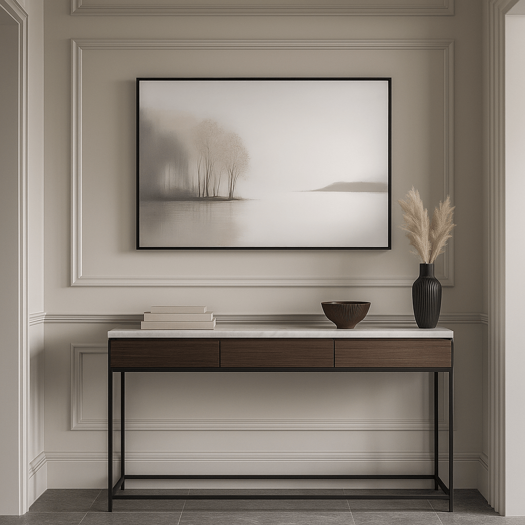 Pictures  -  Misty Riverbank Frame Picture - 120 x 80cm  -  60115439