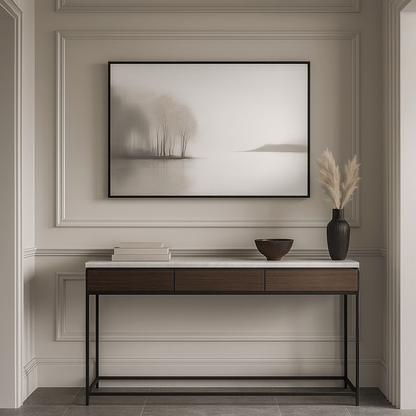 Pictures  -  Misty Riverbank Frame Picture - 120 x 80cm  -  60115439