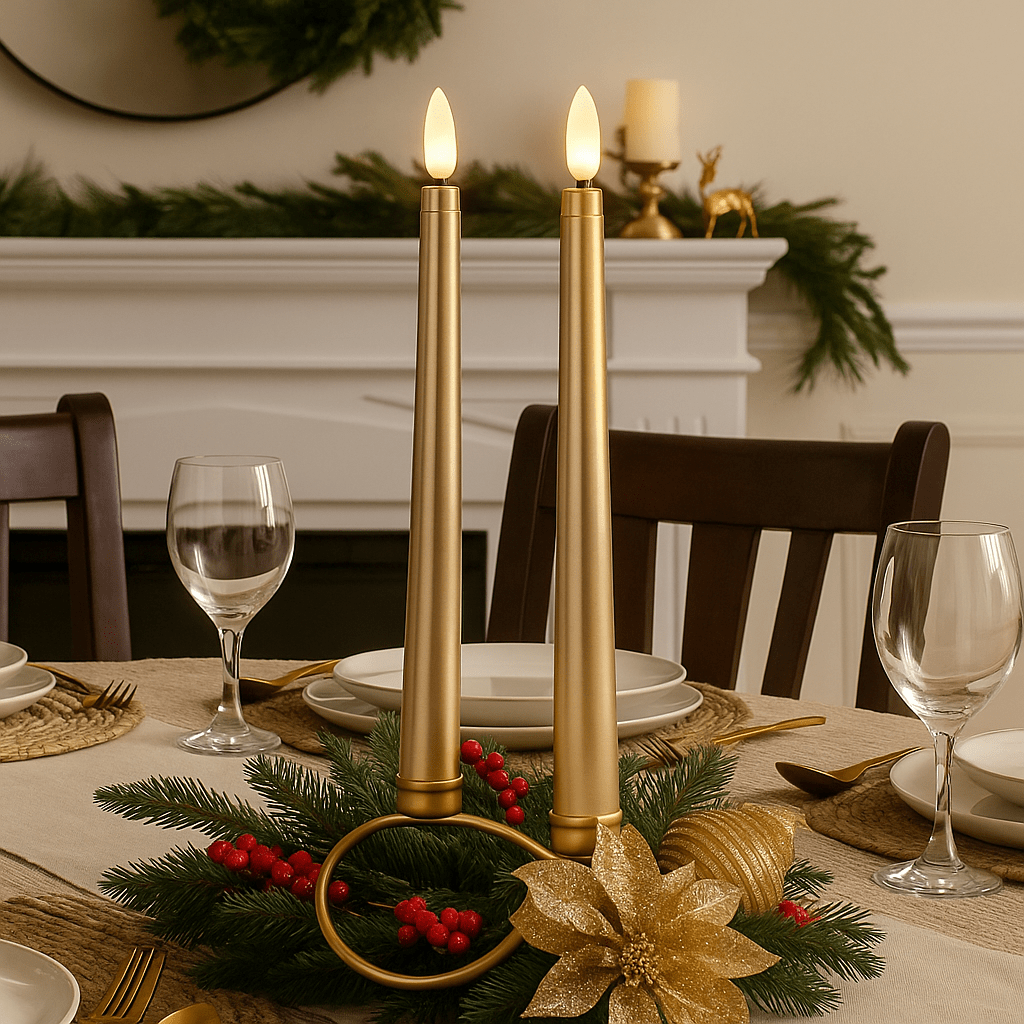 Christmas  -  Gold Dinner Candles 2 Pack - 27cm  -  60483935